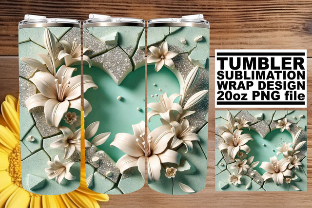 Stunning tumbler wrap, ideal for memorable occasions! , 3D Heart Sublimation afrosvg 