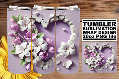 Stunning tumbler wrap, ideal for your creative projects! , 3D Heart Sublimation afrosvg 