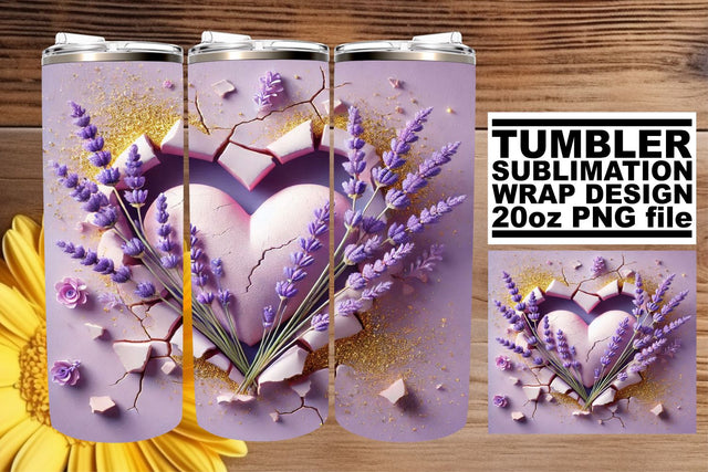 Stunning tumbler wrap, perfect for custom drinkware! , 3D Heart Sublimation afrosvg 