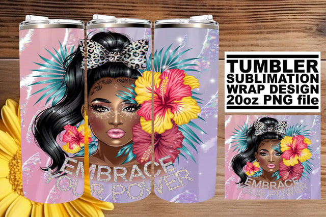 Stunning tumbler wrap, perfect for custom drinkware! , Afro Woman Sublimation afrosvg 