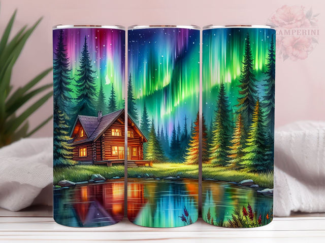Stunning Water Color Landscape With Cabin 20oz Tumbler Wrap PNG, Cabin Tumbler Png, Straight & Tapered Tumbler Wrap, Instant Digital Download Sublimation Li Zamperini 
