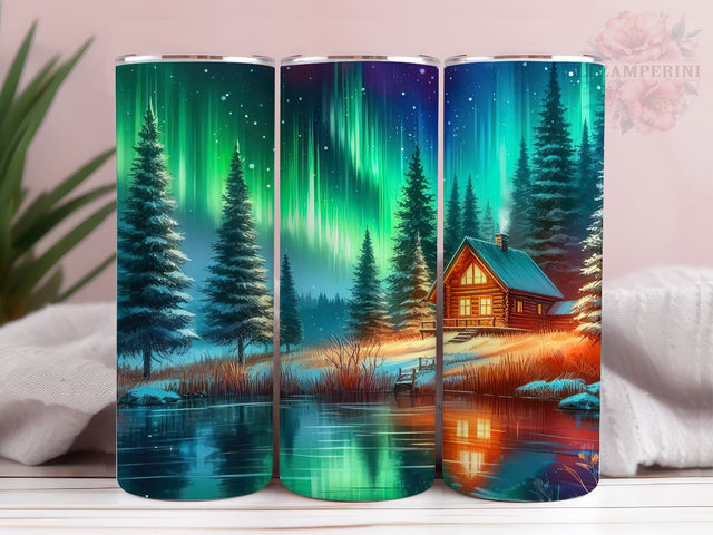 Stunning Water Color Landscape With Cabin 20oz Tumbler Wrap PNG, Cabin Tumbler Png, Straight & Tapered Tumbler Wrap, Instant Digital Download Sublimation Li Zamperini 