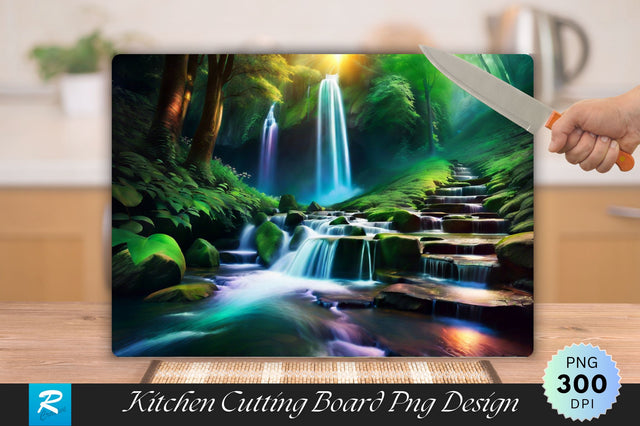 Stunning Waterfall Flows Cutting Board Sublimation Regulrcrative 