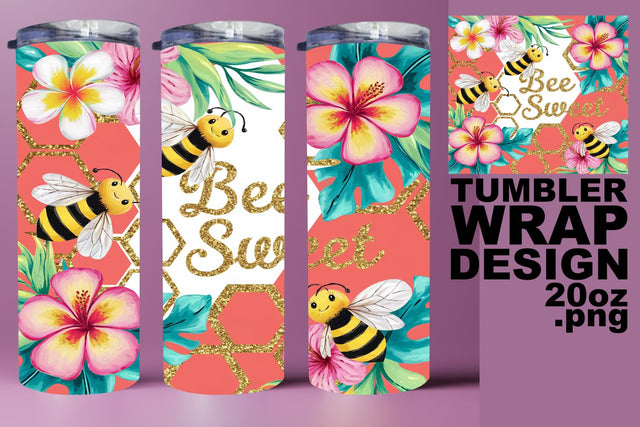 Stylish 20oz tumbler wrap, ideal for sublimation! , Bee Sublimation HoodArtCraft 