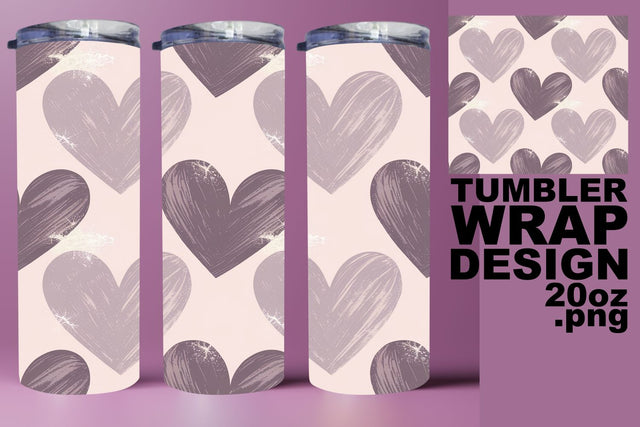 Stylish 20oz wrap, easy PNG for sublimation joy! , Heart Sublimation HoodArtCraft 