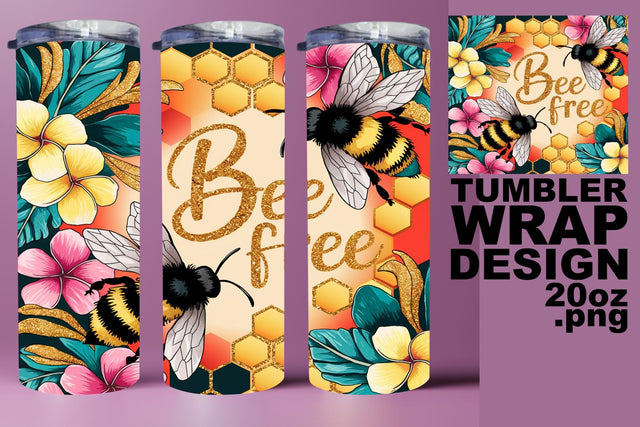 Stylish 20oz wrap, great for personalized gifts! , Bee Sublimation HoodArtCraft 