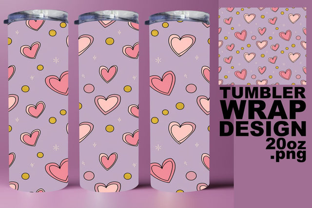 Stylish 20oz wrap, ideal for drinkware designs! , Heart Sublimation HoodArtCraft 