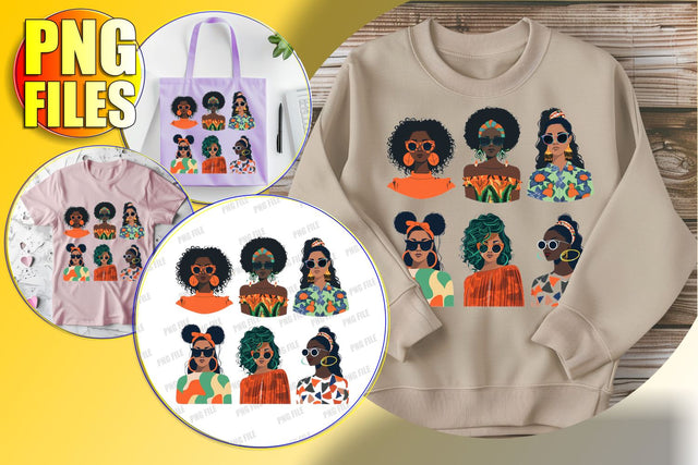 Stylish Afro Woman Portrait PNG Sublimation afrosvg 