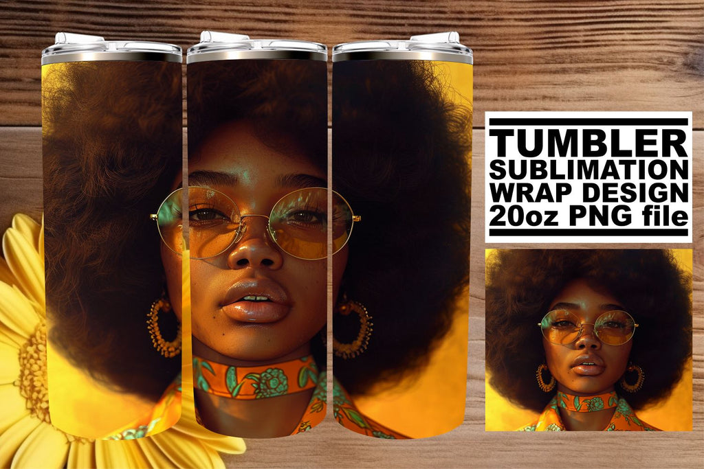 Stylish Afro Woman Tumbler Design Collection - So Fontsy