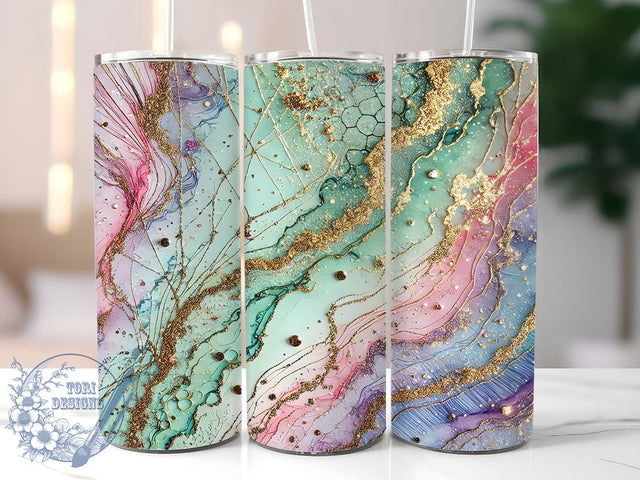 Stylish Agate Marble Tumbler, Agate Tumbler, Glitter Drinkware, Marble Design Cup, Sublimation Wrap, Trendy Tumbler, Stylish Glitter Cup, Unique Drinkware Sublimation ToriDesigns 