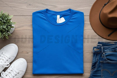 Stylish blue t-shirt mockup design Mock Up Photo Regulrcrative 
