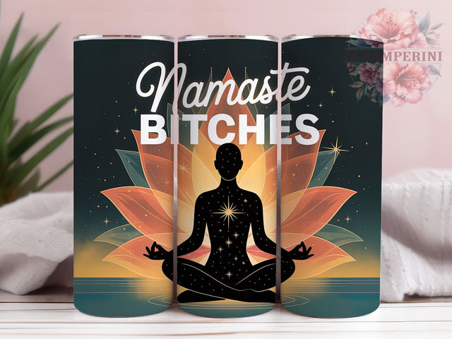 Stylish Boho Namaste Yoga Tumbler, Stylish Yoga Wrap, 20Oz Sublimation Design, Boho Yoga Drinkware, Spiritual Namaste Cup, Meditation Gift Idea, Elegant Yoga Tumbler Sublimation Li Zamperini 