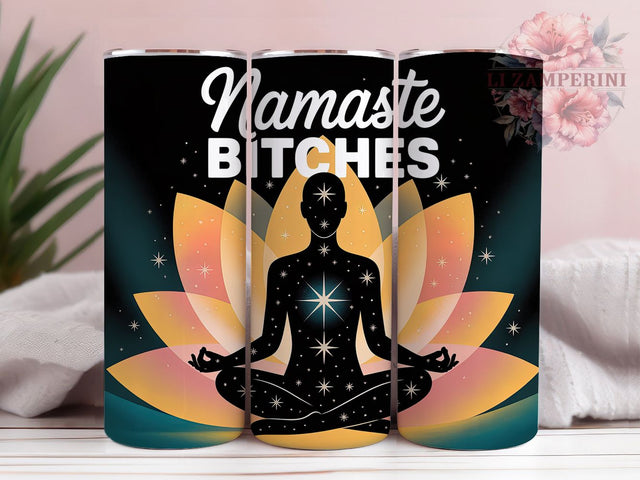 Stylish Boho Namaste Yoga Tumbler, Stylish Yoga Wrap, 20Oz Sublimation Design, Boho Yoga Drinkware, Spiritual Namaste Cup, Meditation Gift Idea, Elegant Yoga Tumbler Sublimation Li Zamperini 