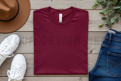 Stylish burgundy t-shirt mockup design Mock Up Photo Regulrcrative 