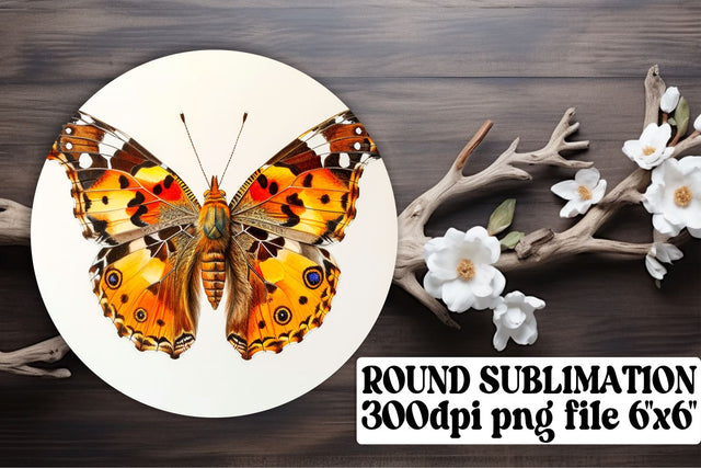 Stylish Butterfly Round Sublimation Design for Keyrings & Coasters Sublimation afrosvg 