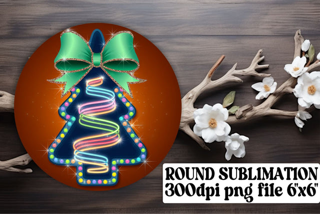 Stylish circle PNGs for personalized keychain designs! , Neon Xmas Sublimation afrosvg 