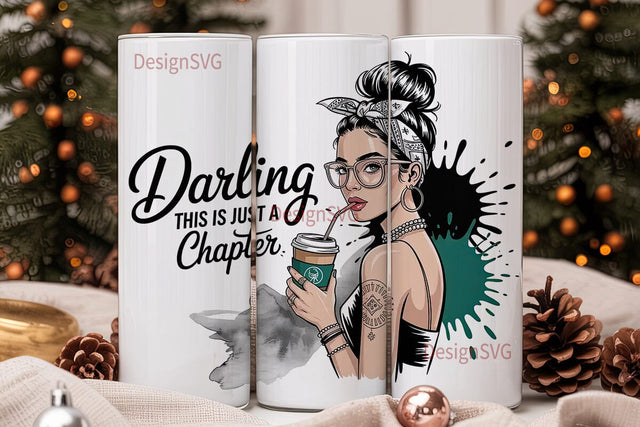 Stylish Coffee Girl 20oz Tumbler Wrap Sublimation DesignSVG 