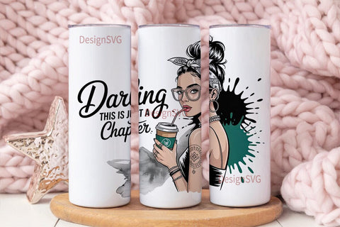 Stylish Coffee Girl 20oz Tumbler Wrap Sublimation DesignSVG 