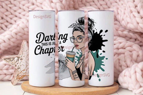 Stylish Coffee Girl 20oz Tumbler Wrap Sublimation DesignSVG 