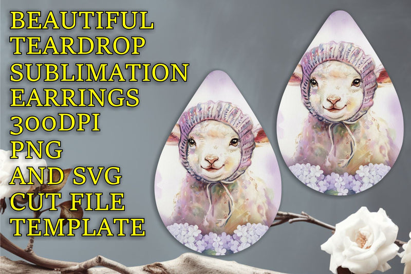 Stylish earring design for sublimation, quality PNG file, Animals Sublimation HoodArtCraft 