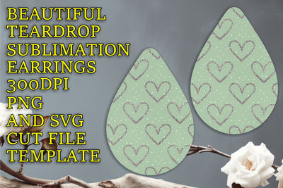 Stylish earring design template, perfect for sublimation, Heart Sublimation HoodArtCraft 