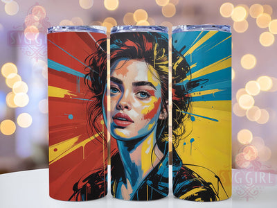 Stylish Feminine Art Tumbler Wrap, Women's Art Cup, Colorful Wrap Design, Feminine Sublimation, Artistic Tumbler Gift, Modern Woman Portrait, Stylish Drinkware Sublimation SvggirlplusArt 