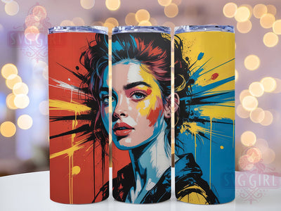Stylish Feminine Art Tumbler Wrap, Women's Art Cup, Colorful Wrap Design, Feminine Sublimation, Artistic Tumbler Gift, Modern Woman Portrait, Stylish Drinkware Sublimation SvggirlplusArt 