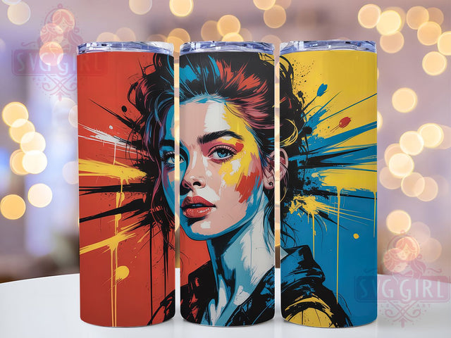 Stylish Feminine Art Tumbler Wrap, Women's Art Cup, Colorful Wrap Design, Feminine Sublimation, Artistic Tumbler Gift, Modern Woman Portrait, Stylish Drinkware Sublimation SvggirlplusArt 