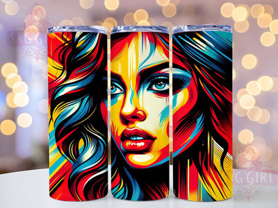 Stylish Feminine Art Tumbler Wrap, Women's Art Cup, Colorful Wrap Design, Feminine Sublimation, Artistic Tumbler Gift, Modern Woman Portrait, Stylish Drinkware Sublimation SvggirlplusArt 