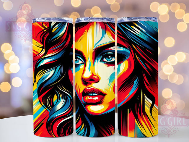 Stylish Feminine Art Tumbler Wrap, Women's Art Cup, Colorful Wrap Design, Feminine Sublimation, Artistic Tumbler Gift, Modern Woman Portrait, Stylish Drinkware Sublimation SvggirlplusArt 