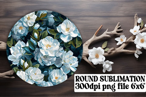 Stylish Floral Pattern Keychain: Sublimation Coaster, Circle Decor Sublimation afrosvg 