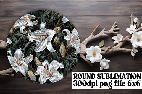 Stylish Floral Pattern Keychain: Sublimation Coaster, Circle Decor Sublimation afrosvg 