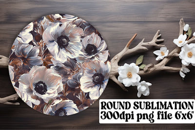 Stylish Flower Pattern Keychain: Sublimation Coaster, Circle Decor Sublimation afrosvg 