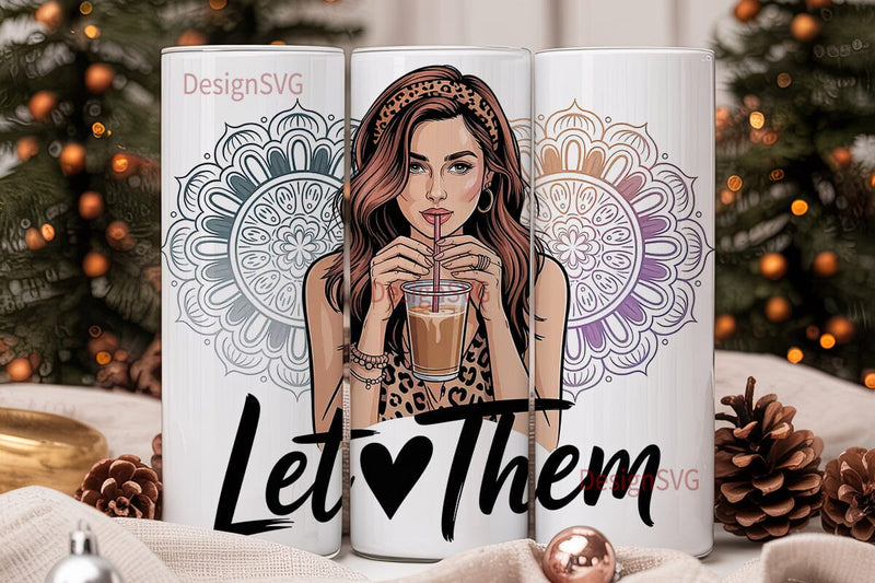 Stylish Iced Coffee Lover 20oz Tumbler Sublimation DesignSVG 