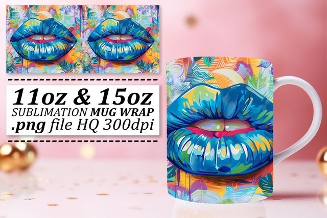 Stylish Lips Mug PNG Art Sublimation afrosvg 
