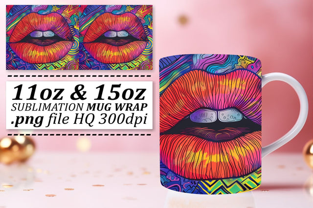 Stylish Lips Mug Sublimation Sublimation afrosvg 