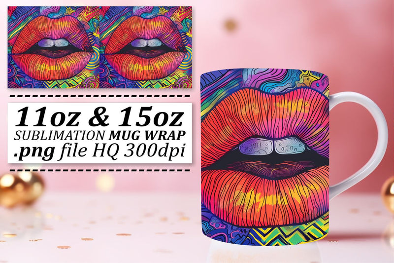 Stylish Lips Mug Sublimation Sublimation afrosvg 