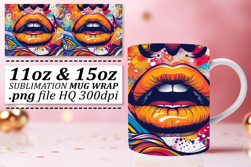 Stylish Lips Mug Sublimation Sublimation afrosvg 