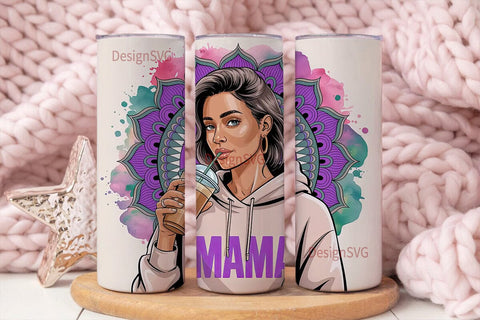 Stylish Mama Iced Coffee 20oz Tumbler Sublimation DesignSVG 
