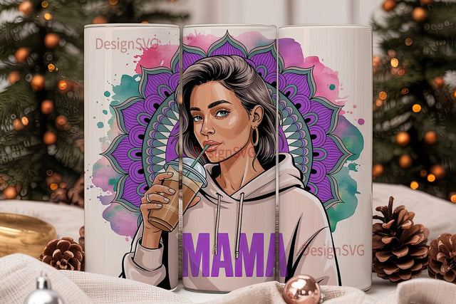 Stylish Mama Iced Coffee 20oz Tumbler Sublimation DesignSVG 
