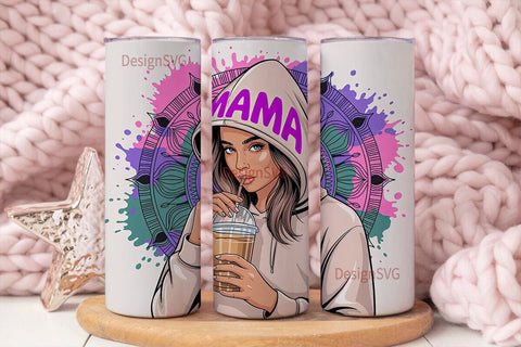 Stylish Mama Iced Coffee 20oz Tumbler Sublimation DesignSVG 