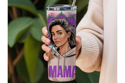 Stylish Mama Iced Coffee 20oz Tumbler Sublimation DesignSVG 