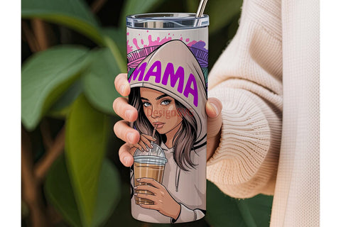 Stylish Mama Iced Coffee 20oz Tumbler Sublimation DesignSVG 
