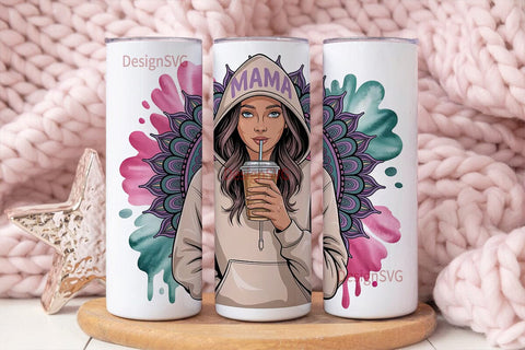 Stylish Mama Iced Coffee 20oz Tumbler Sublimation DesignSVG 