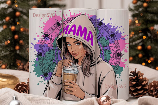 Stylish Mama Iced Coffee 20oz Tumbler Sublimation DesignSVG 