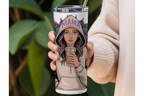 Stylish Mama Iced Coffee 20oz Tumbler Sublimation DesignSVG 