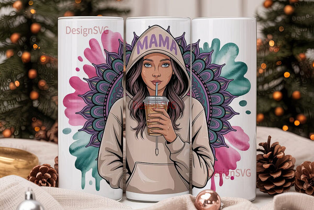 Stylish Mama Iced Coffee 20oz Tumbler Sublimation DesignSVG 