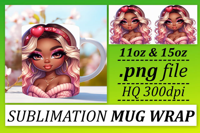 Stylish mug wrap PNGs, impress with every sip! , Love Girl Sublimation afrosvg 