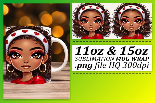 Stylish mug wrap PNGs, impress with every sip! , Love Girl Sublimation afrosvg 
