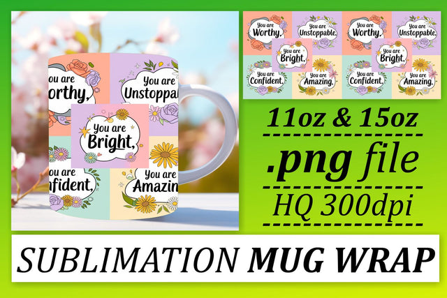 Stylish mug wrap PNGs, impress with every sip! , Quote Sublimation afrosvg 